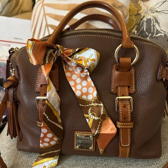 Dooney & Bourke Bristol Brown Italian Pebbled Leather Satchel & Shoulder Bag